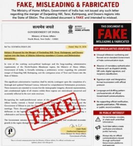 Fake “Sikkim–Darjeeling Merger” Notification Triggers Confusion Online